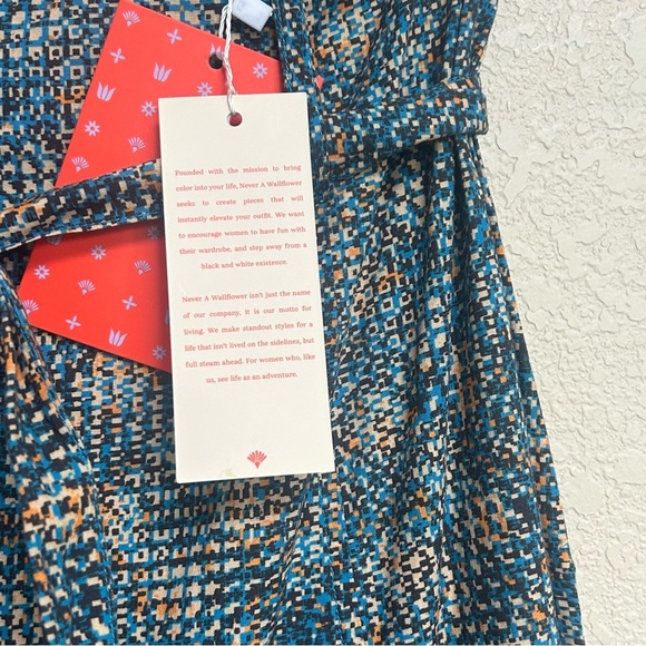 NWT Never A Wallflower Women’s XS Inverted Pleat Prairie Maxi Skirt Pixel Blue - Picture 5 of 8